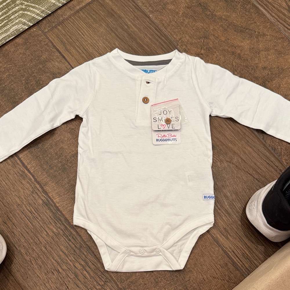 RuggedButts White Long Sleeve Bodysuit